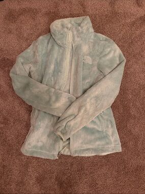 The North Face Women's Mint Green Plush Full-Zip Teddy Jacket